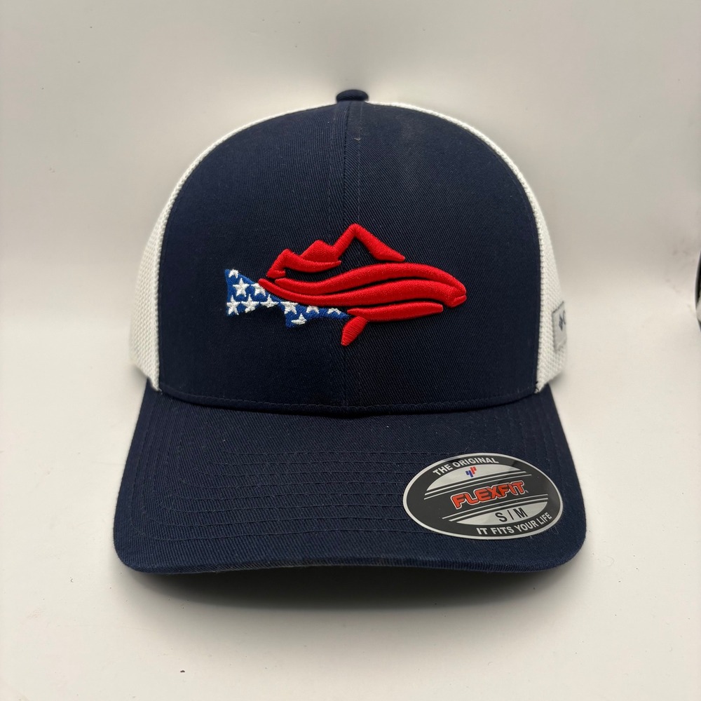 Columbia PFG Icon Mesh Ball Cap Navy Blue Patriotic Fish Hat S/M CU2438-464